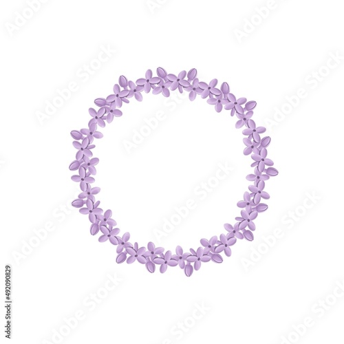 Lilac flowers round frame illustration