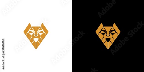 Unique and strong letter V initial lion logo design 1