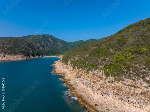 Drone fly over Hong Kong Global Geopark in Sai Kung