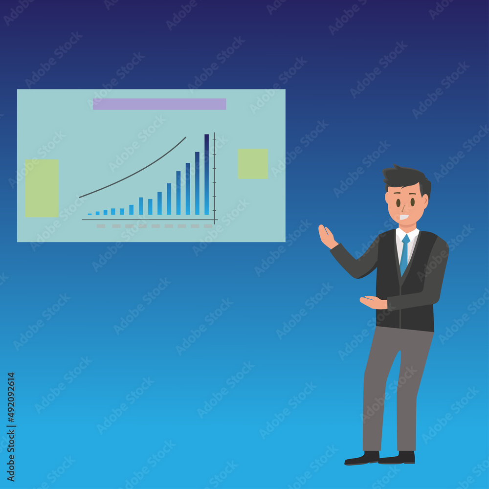 Office professionals are presenting with good graphics and success Office professionals are presenting with good graphics and success