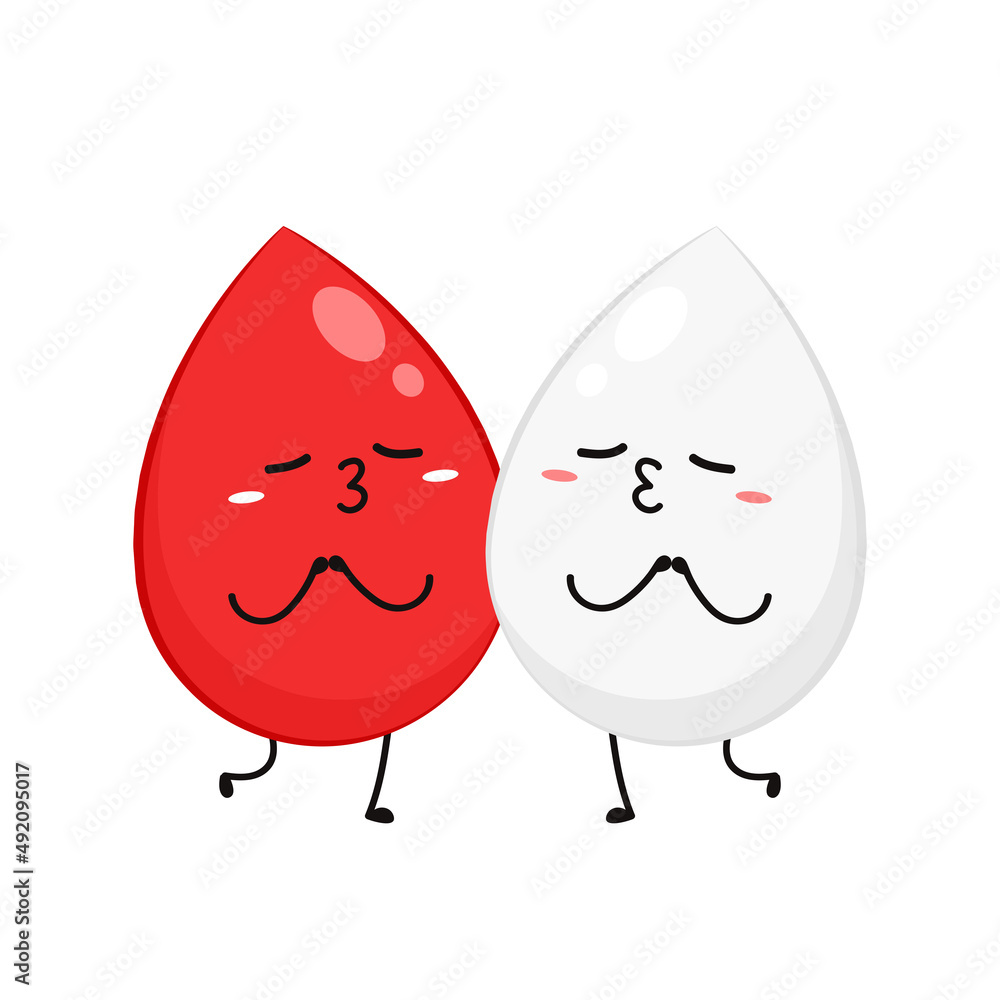 Red and white blood cell character design. Blood cell vector Red and white blood cell character design. Blood cell vector