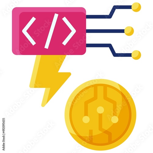 Flash loan attack icon, DeFi related vector illustration
