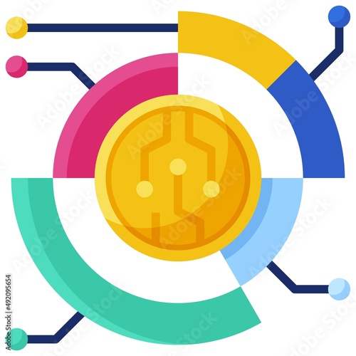 Tokenomic icon, DeFi related vector illustration