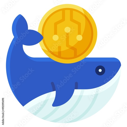 Whale icon, DeFi related vector illustration