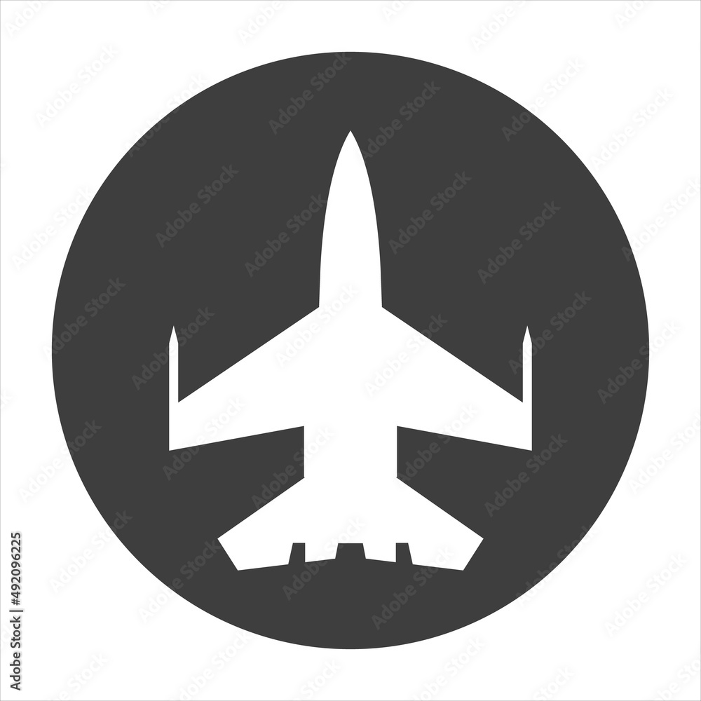 Fighter plane icon on white background. EPS 10