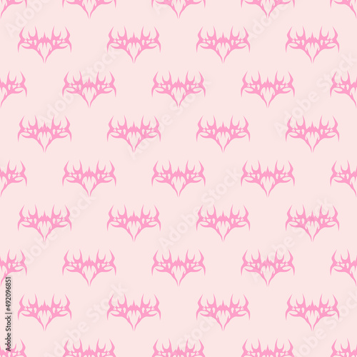 Abstract pattern tattoo sketch. Artistic death metal logo design. Pink illustration in Metalcore style on a pink background.