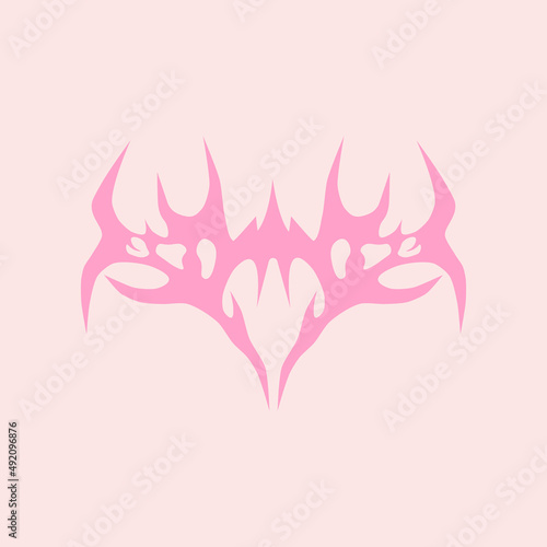 Abstract tattoo sketch. Artistic death metal logo design. Pink illustration in Metalcore style on a pink background.