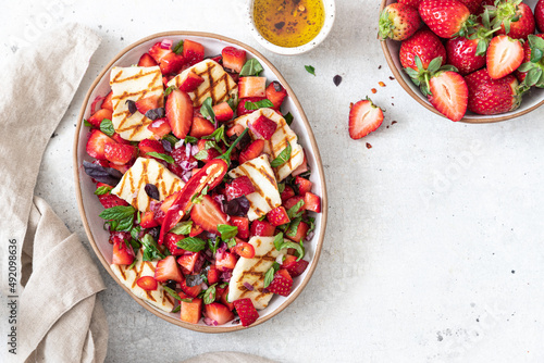 Strawberry Salsa with Grilled Halloumi