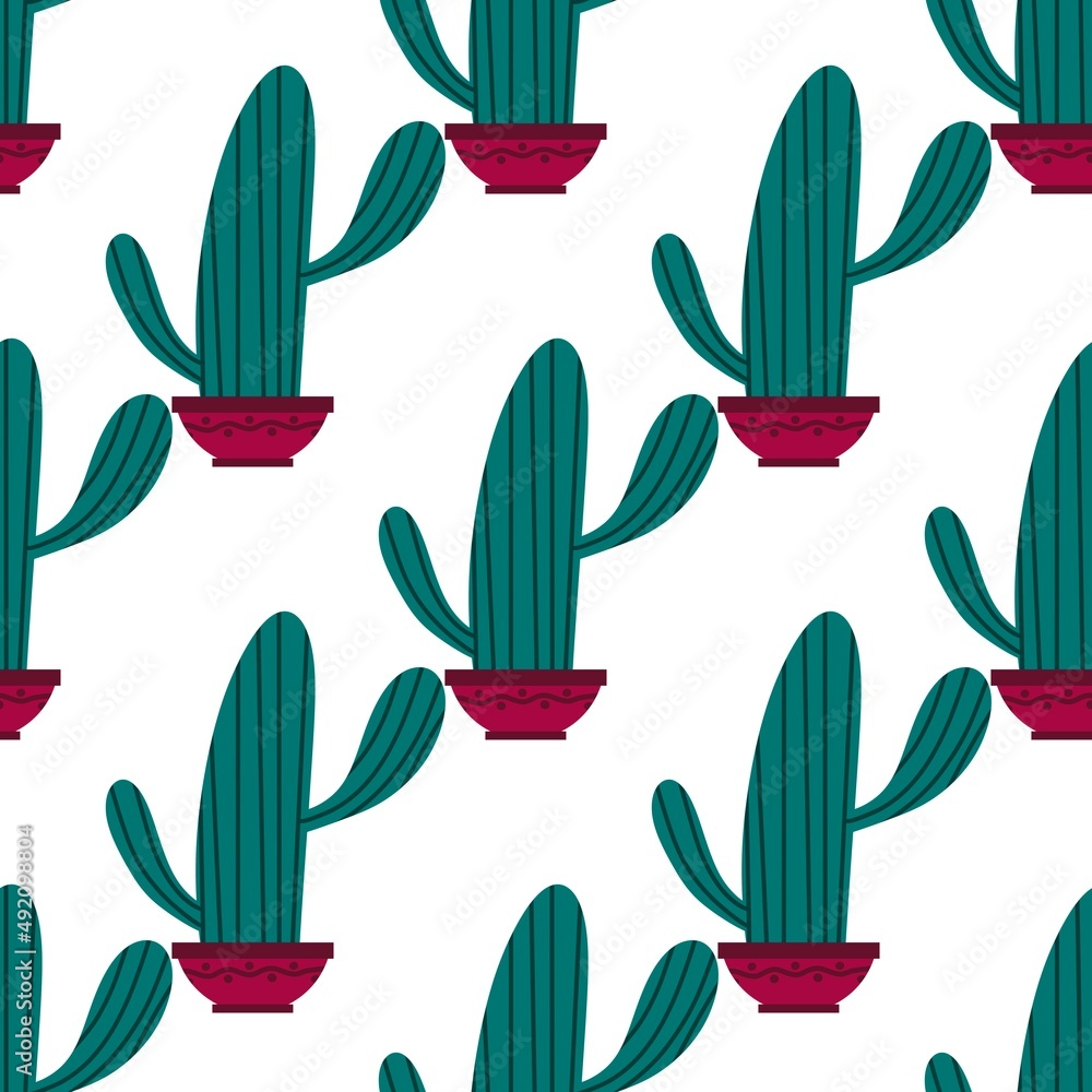 Floral seamless cactus pattern for fabrics and textiles and packaging and gifts and cards and linens and kids Floral seamless cactus pattern for fabrics and textiles and packaging and gifts and cards and linens and kids