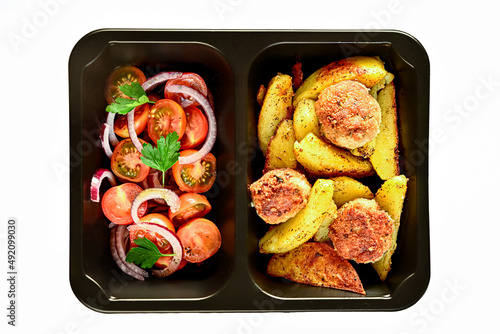 Diet box set. A healthy food and diet concept. Dietary catering. Fitness meal. Take away.