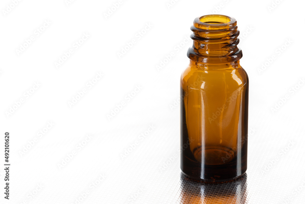 Small Medical Glass Bottle Isolated on White Background