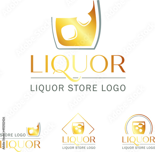 Liquor Store Logo vector illustration glossy glass 