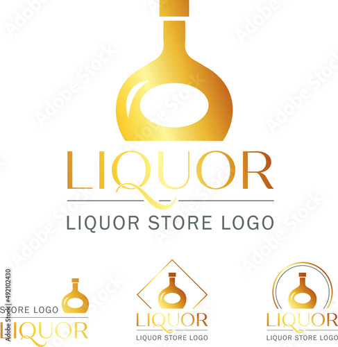 Liquor Store Logo vector illustration glossy glass 
