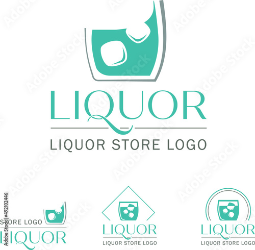 Liquor Store Logo vector illustration glossy glass 