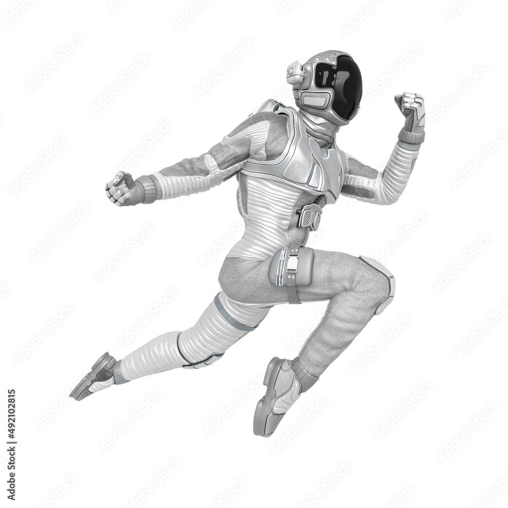 astronaut explorer is jumping to punch astronaut explorer is jumping to punch