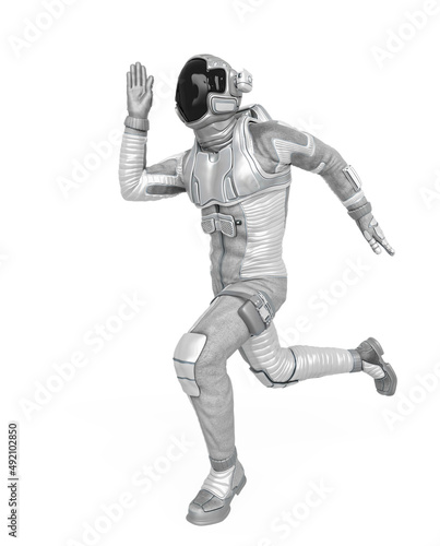 astronaut explorer is running fast