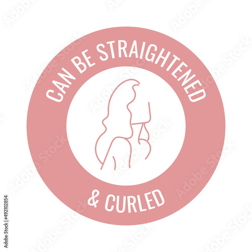 Wig can be straightened and curled label sign