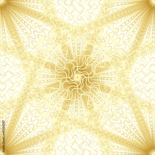 Gold luxury circles line a seamless pattern on the white background.