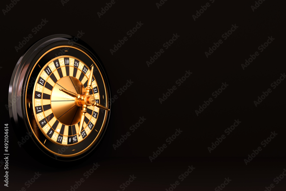 Realistic casino gambling roulette wheel on white isolated background. Realistic casino roulette table. Black and gold colors. Gambling concept design. 3d rendering illustration. Realistic casino gambling roulette wheel on white isolated background. Realistic casino roulette table. Black and gold colors. Gambling concept design. 3d rendering illustration.