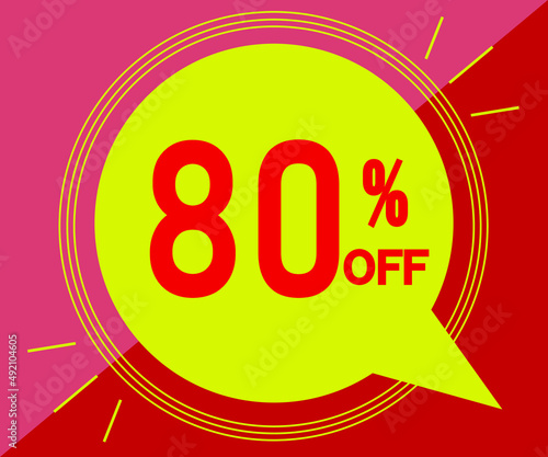 Special offer with 80% off sales. Advertisement in red and yellow