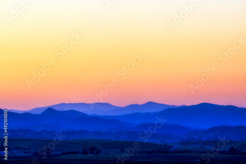 Sunset, Sunrise over Hills, Mountains, layers