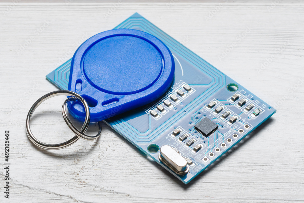 Magnetic key and module on the white background close up. Stock-Foto ...