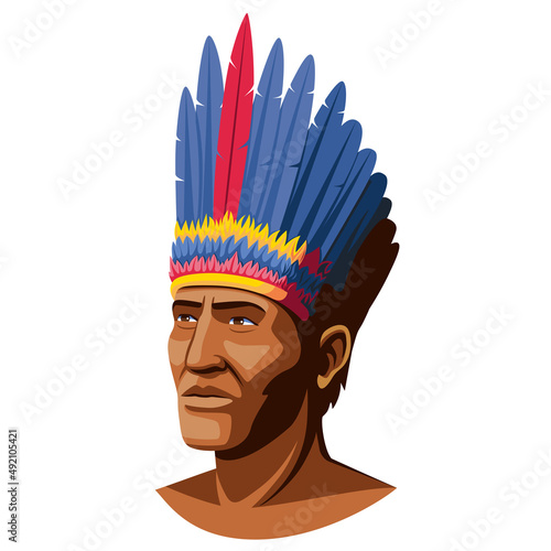 Isolated colombian indigenous man Colombian culture Vector illustration