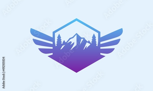 fly mountain logo with gradient color