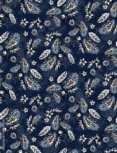Seamless paisley pattern, ethnic print.