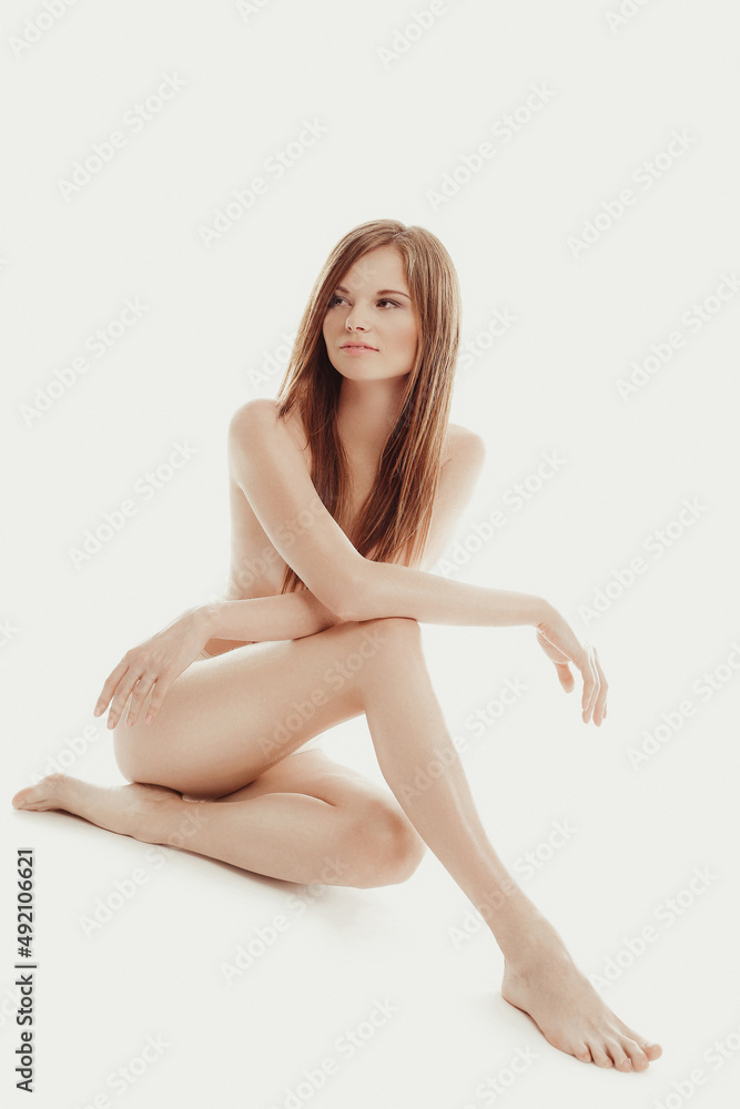 Beauty concept - close up portrait of attractive girl with beauty natural skin isolated on white background. Beauty concept - close up portrait of attractive girl with beauty natural skin isolated on white background.