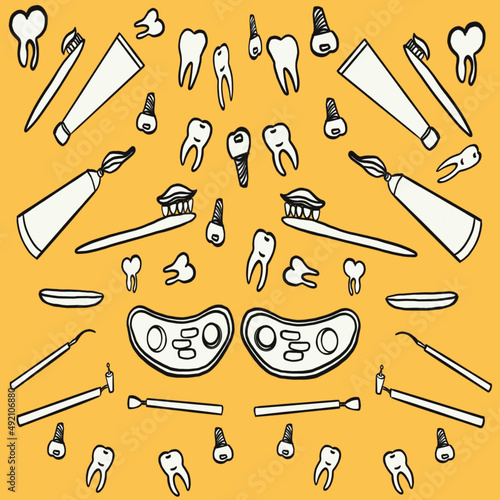 dentistry,dentist,dental treatment,teeth,prosthetics,dentist's medical instruments,tooth brushing brush,tooth brushing paste,dental shunt,dentist's print,doctor's print