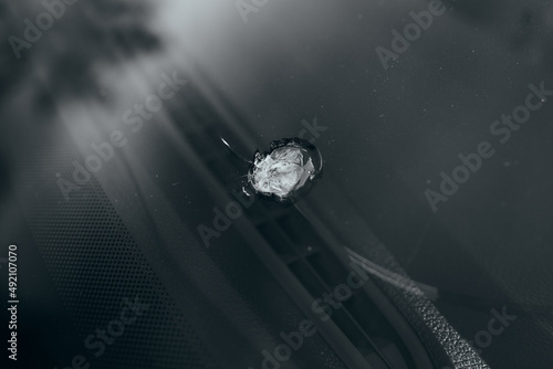 windshield chip, stone crack in glass