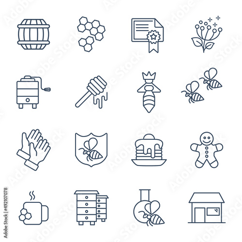 Honey, Apiary, Beekeeping icons set . Honey, Apiary, Beekeeping pack symbol vector elements for infographic web