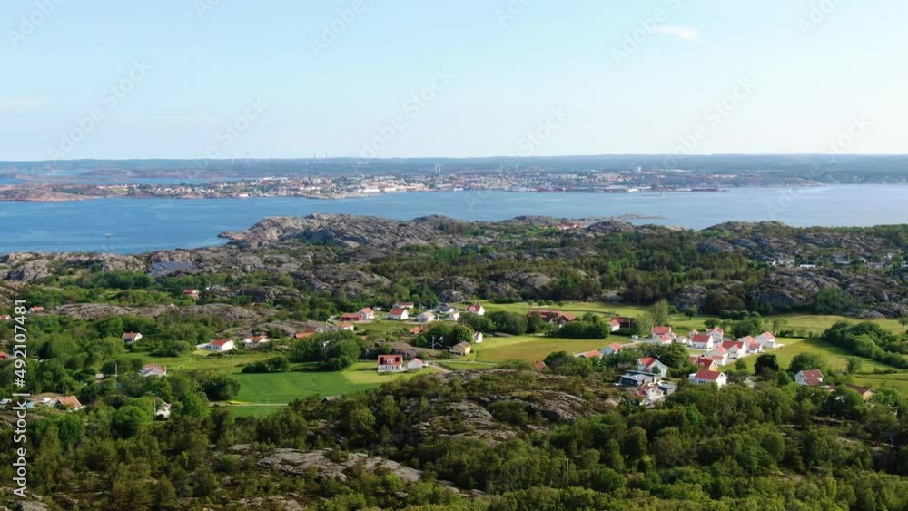 Fiskeback village near golf course, Sweden. Aerial zoom in Fiskeback village near golf course, Sweden. Aerial zoom in