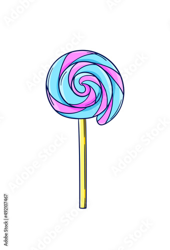 90s style lolly pop illustration. Retro candy pop art. 90s style vector. 1990s trendy illustration. Nostalgia for the 90s.