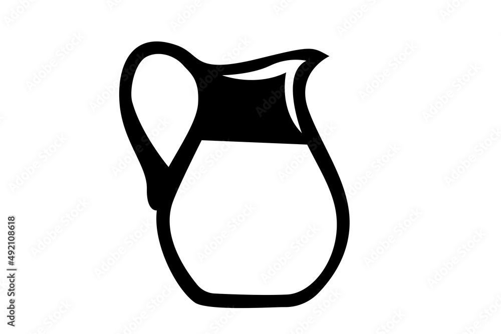 Milk symbol. Jug with milk icon illustration on a white background. Retro style pot object. Dairy products, food and drink illustration.