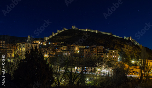 Albarracín, population of the province of Teruel seen at night photo