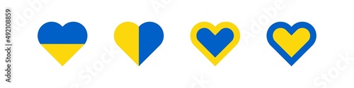 Ukraine heart icon. Love UA symbol. Ukraine flag color in vector flat