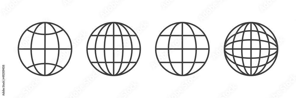 Globe line icons set. World wide web linear symbols collection. Vector illustration isolated on white. Globe line icons set. World wide web linear symbols collection. Vector illustration isolated on white.