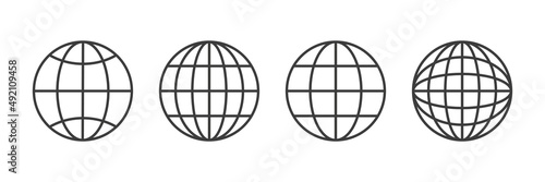 Globe line icons set. World wide web linear symbols collection. Vector illustration isolated on white.