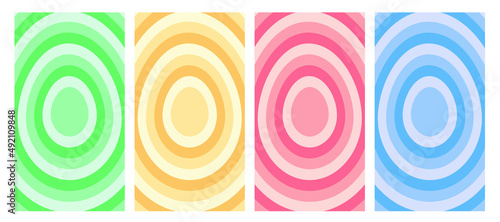 Hypnotic egg shaped tunnel color set. Rainbow retro wallpapper psychedelic 70's background Happy Easter day greeting card,illustration EPS10.