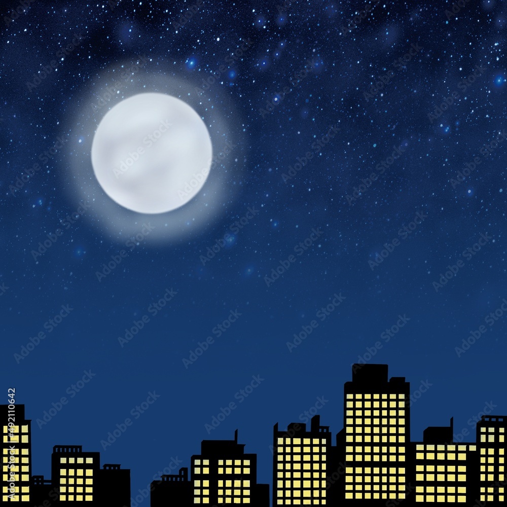 Naklejka premium Noche estrellada en la ciudad