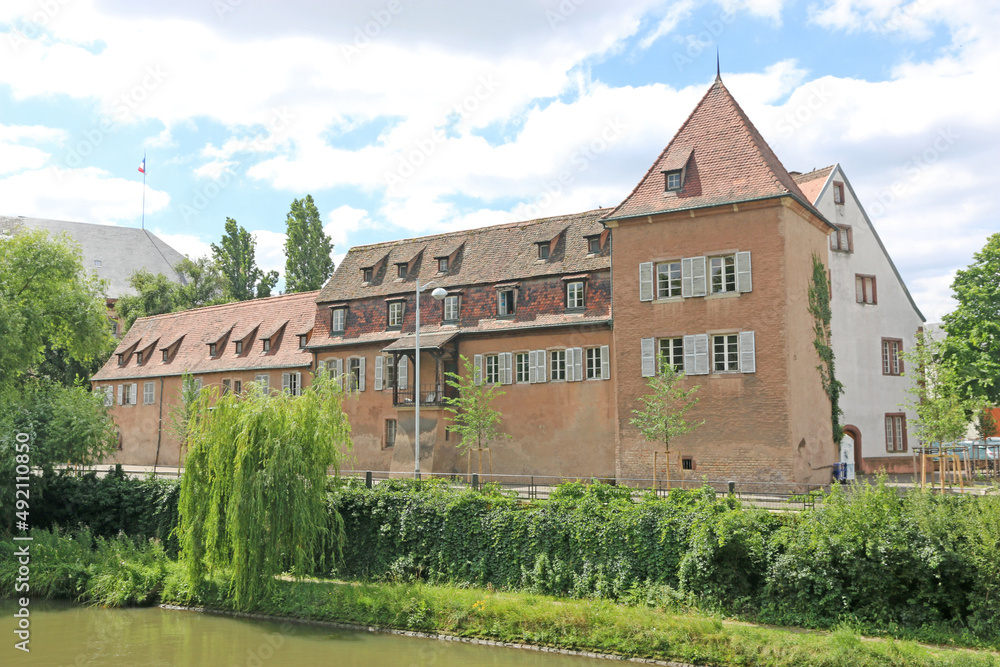 Buildings by the canal in Strasbourg, France