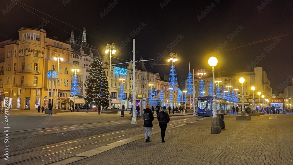 Center of Zagreb, Croatia in Christmas decoration