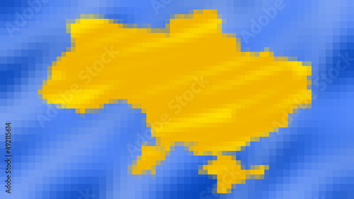The map of Ukraine in colors of Ukrainian flag. Blue and Yellow