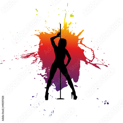 Stripper silhouette.Pole dancer silhouette.Sexy stripper girl silhouette.Striptease dancer silhouette