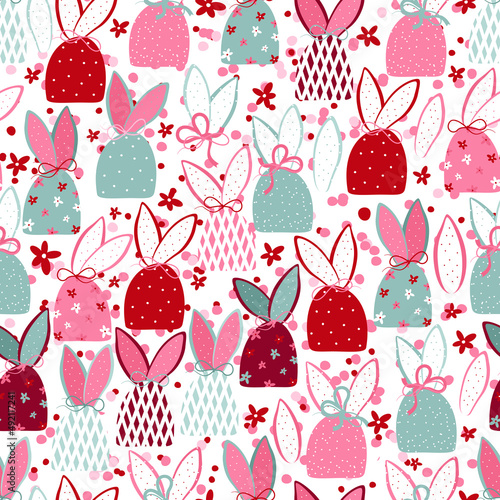 Seamless pattern with cute Easter candies. Used for printing on paper  fabric  packaging  wallpaper. Eps10.
