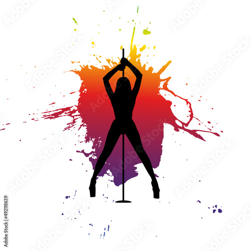 Stripper silhouette.Pole dancer silhouette.Sexy stripper girl silhouette.Striptease dancer silhouette