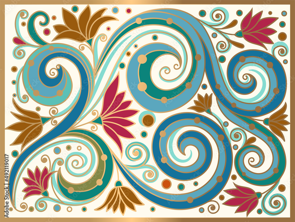 Luxury leaves background. Vector ornament pattern. Paisley elements. Great for fabric, invitation, wallpaper, decoration, packaging or any desired idea.