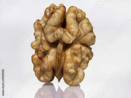 Walnut On A White Background. Nut kernel nut on a white background. Lots of details, Makro